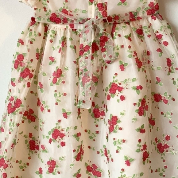 SALE! LITTLE ANGELS Dress Red Rose Print Velvet Collar and Bow Size 5 - Picture 5 of 9